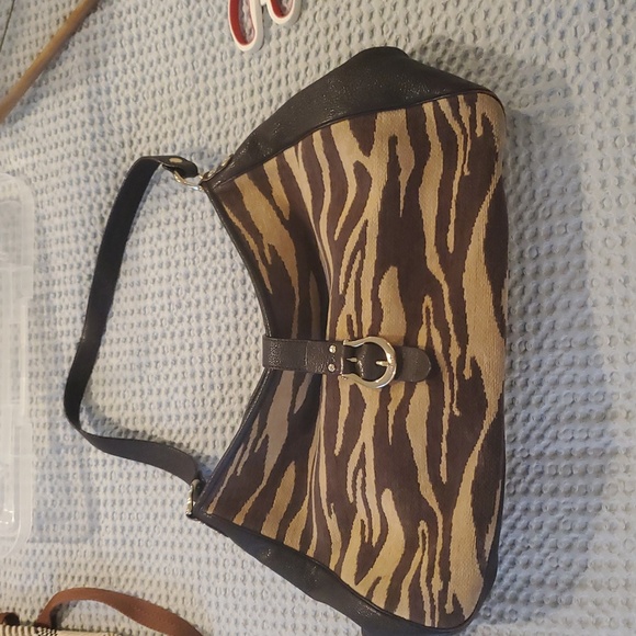 KATE SPADE•brown zebra print chenille hobo shoulder handbag (28) - Picture 1 of 7
